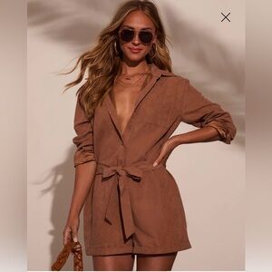 Vici Count Me In Mocha Tie-Waist Romper